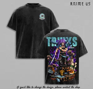 Future Trunks Shirt DBZ Anime Capsule Corp Warrior Vintage Washed Oversized Tee Time Traveler Saiyan Graphic