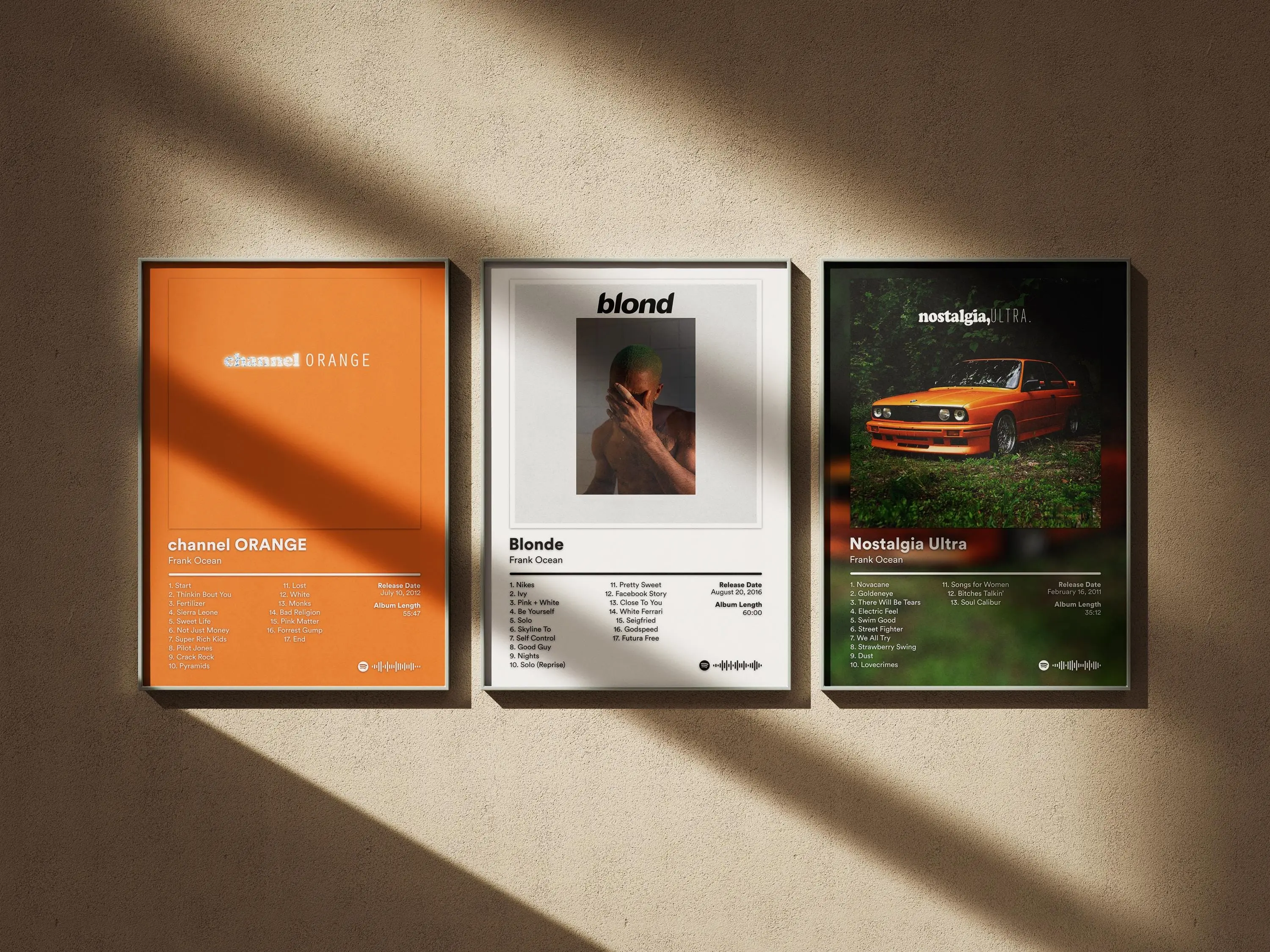 Set Of 3 Frank Ocean Music Album Cover Wall Decor Art Poster HD Print Unframed Aesthetic Room Home House Modern Wall Decor Trendy Gift.