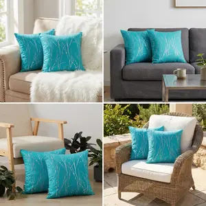 Curtain Club, 2-Piece Set 18x18 Inches，Cushion Covers, Branch Pattern Offset Printed Light-Blocking Fabric, Three-Dimensional Pattern, Suitable for Living Rooms, Bedrooms and Studies, FT24791