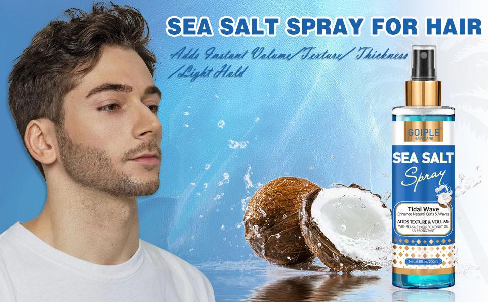 Sea Salt Spray for Men & Women, Natural Texture Spray for Hair Volume Adds Instant Thickness Light Hold Coconut Gel Sea Salt Spray for Men & Women, Natural Texture Spray for Hair Volume Adds Instant Thickness Light Hold Coconut Gel