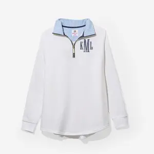 ML Marleylilly Monogrammed Quarter Zip Sweatshirt - Soft Cotton, Spandex, and Polyester Blend - Pullover