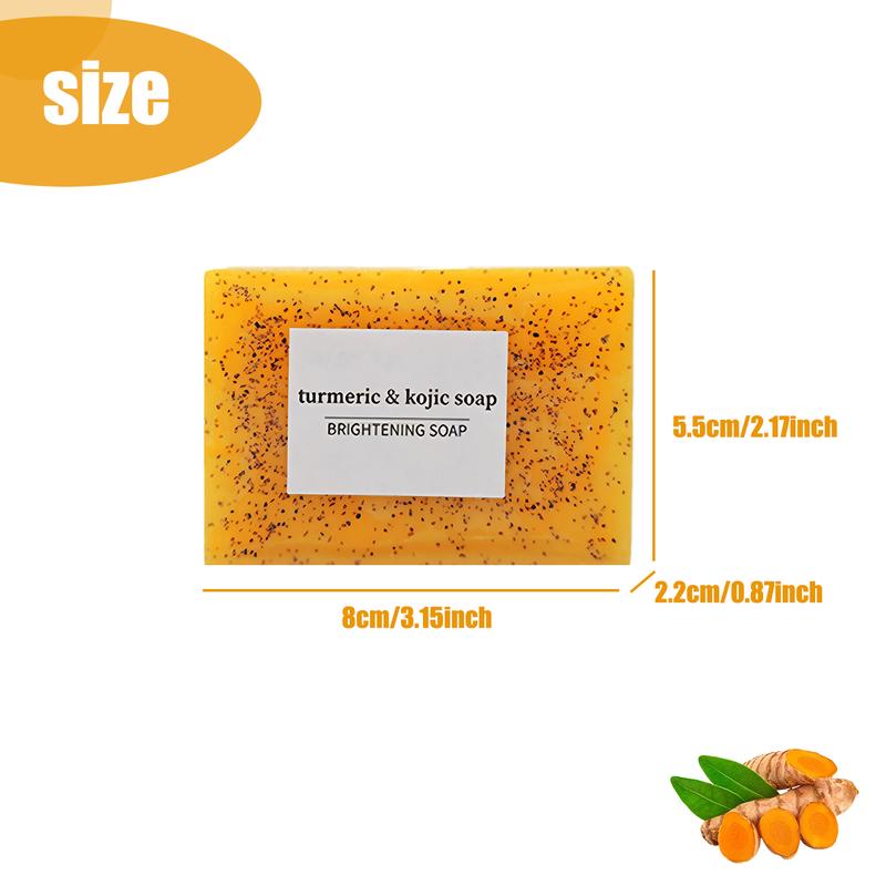 Upgraded 2.0 Turmeric & Kojic Acid Brightening Soap – Extra Strength Dark Spot Remover for Face & Body | Enhanced with Lemon + High Potency Turmeric | Includes Free Soap Dish | Organic Glow Booster