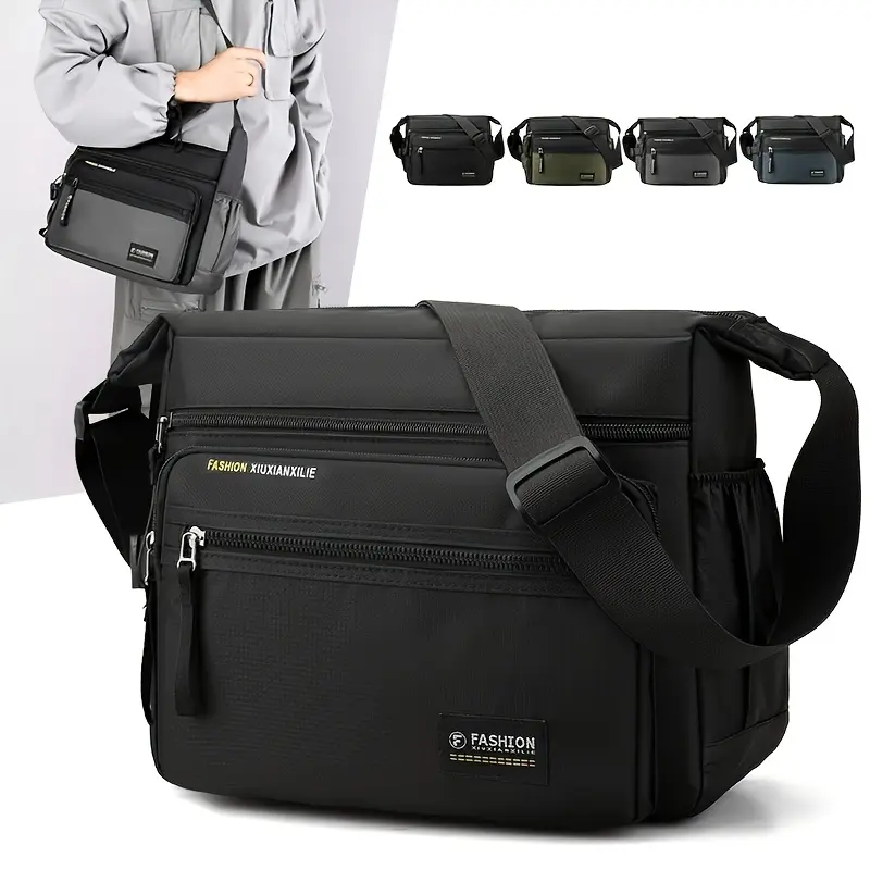 Men's Large Capacity Shoulder Bag, Water-Resistant Oxford Fabric, Business Commute & Travel Crossbody Bag, Outdoor Messenger Bag, Multifunctional Crossbody Bag, Multifunction Messenger Bag, Cross Body Bags