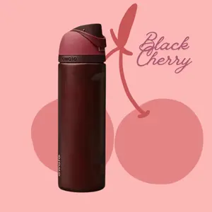 Owala FreeSip Black Cherry Insulated Water Bottle – Sleek Cherry Red Stainless Steel Straw Bottle, Leakproof & Aesthetic Everyday Essential