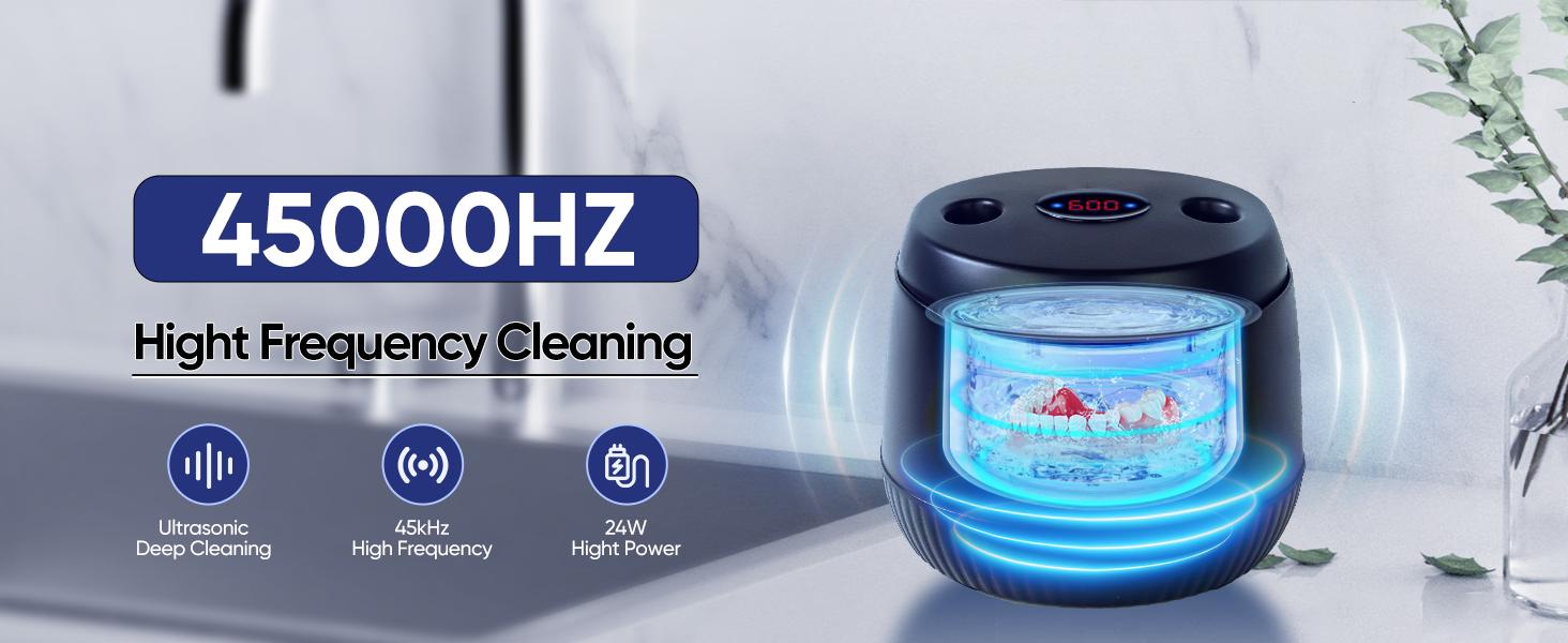 MySmile Ultrasonic Retainer Cleaner Machine - 45kHz Deep Cleaning for Aligners, Dentures, Night Guards & Jewelry