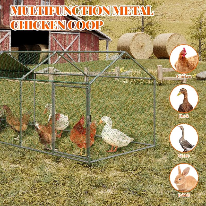 120X40x40 Inch Metal Chicken Coop, Large Walk-in Outdoor Poultry Run with Cover for Chickens Ducks Rabbits, Outdoor Coop for Yard, Silver 120X40x40 Inch Metal Chicken Coop, Large Walk-in Outdoor Poultry Run with Cover for Chickens Ducks Rabbits, Outdoor Coop for Yard, Silver
