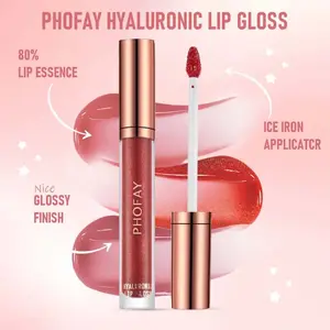 PHOFAY Containing hyaluronic acid Hydrating lip gloss plumping pearlescent, moisture has a glossy, non-greasy, 24 moisturizing dry cracked lips，Daily Routine for Perfectly Sensual Lips