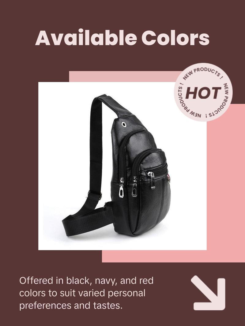 Versatile Vegan Leather Crossbody Sling Bag with Earphone Hole - Hands-Free Music