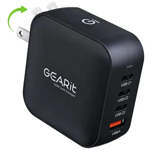 GearIt 100W USB-C Super Fast GaN Charger for Mobile Phones and Electronics Portable Travel Adapter Cellphone Foldable Smartphone