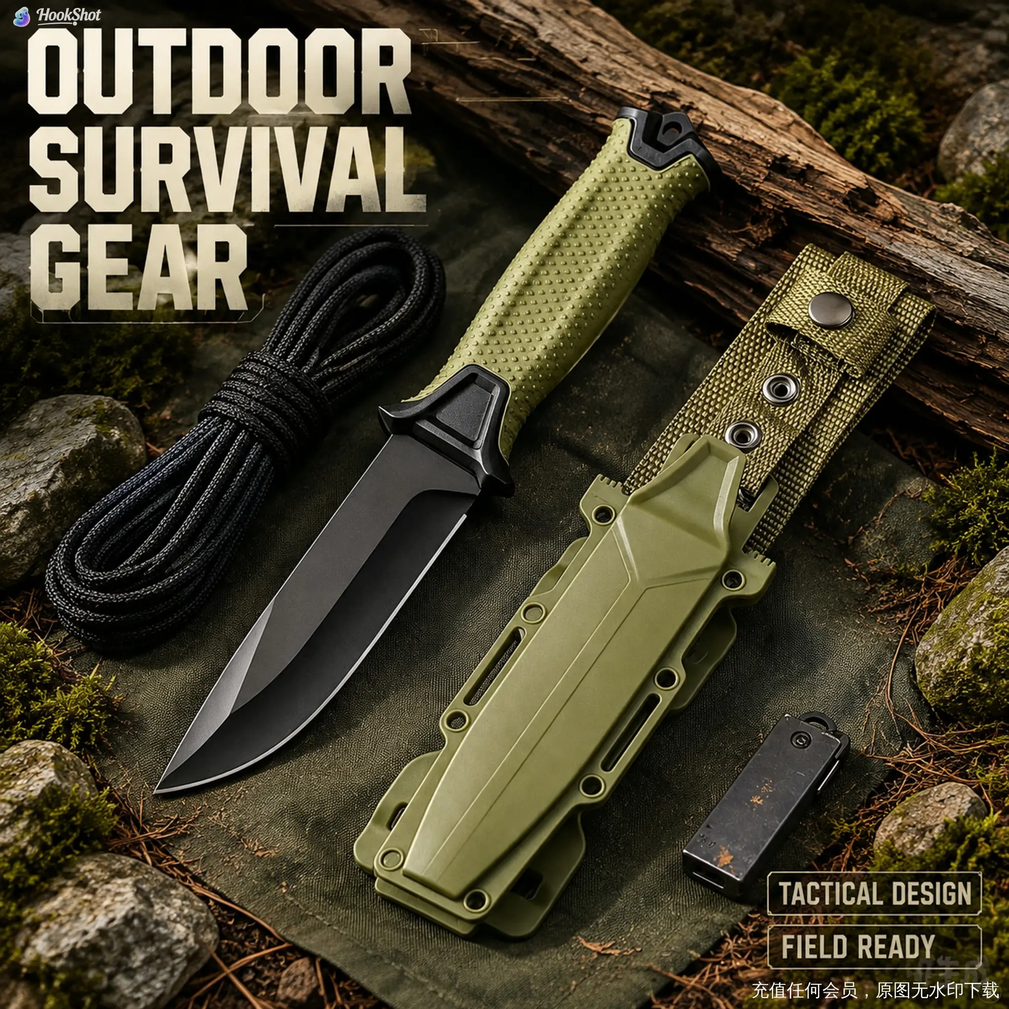 Stainless Steel Multi-Function Kitchen Knife with Blade - Thick, Ergonomic Nylon Handle, Durable, Rust Resistant, Scratch-Resistant Fixed Cutting Tool with Secure Sheath for Home Camping Hiking