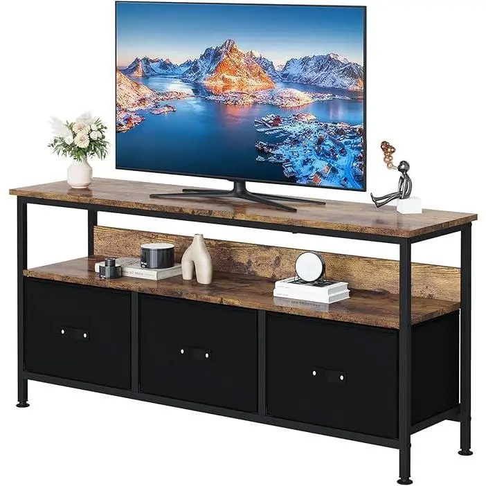 TV cabinet with 3 drawers 1 compartment lowboard sideboard TV cabinet TV table TV furniture table board HiFi cabinet oak look 120x30x57cm