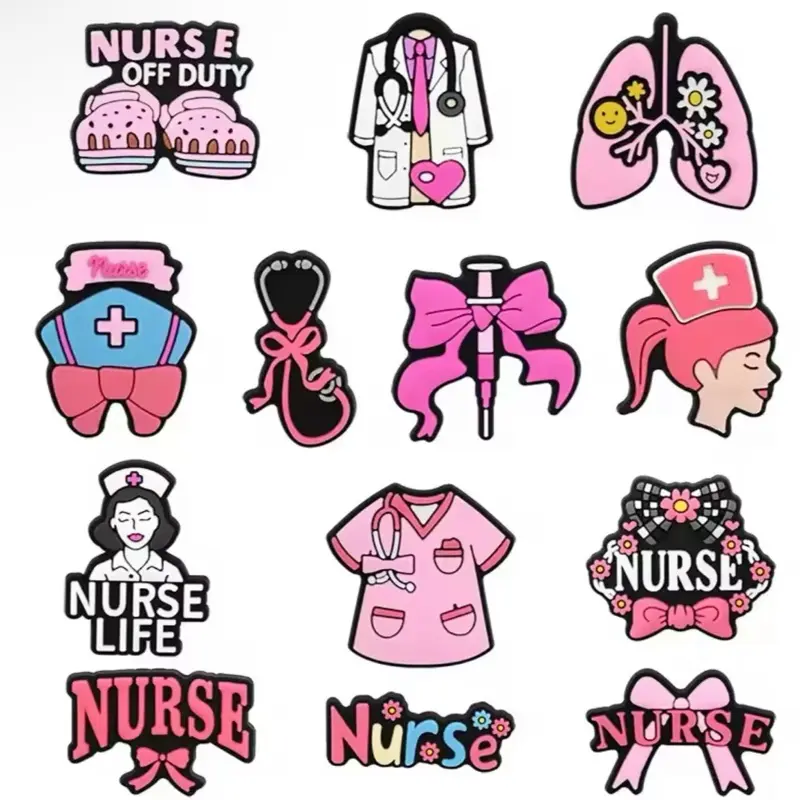 13 Pieces Cartoon Nurse PVC Charms - Cute and Colorful Design