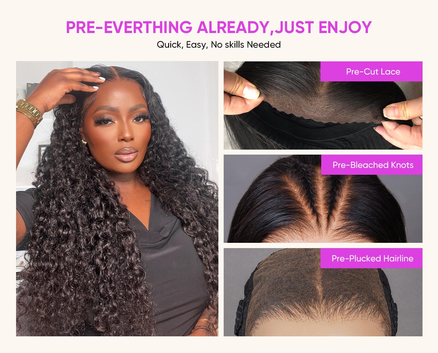 WIGFEVER Water Wave Wear Go Glueless 7x4 HD Lace Front Human Hair Wig with Pre-Bleached Knots & Pre-Plucked Hairline 180% Density Breathable Cap #Spring Glow-Up SpringStatements