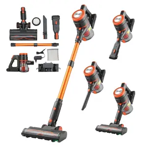 【fathersdaygift】VEVOR Cordless Vacuum Cleaner, 40KPA Max Suction, Rechargeable Anti-Tangle Stick Vacuum with LED Display Screen, Lightweight Handheld Vac with 47mins Runtime for Home, Carpet, Pet Hair, Hard Floor
