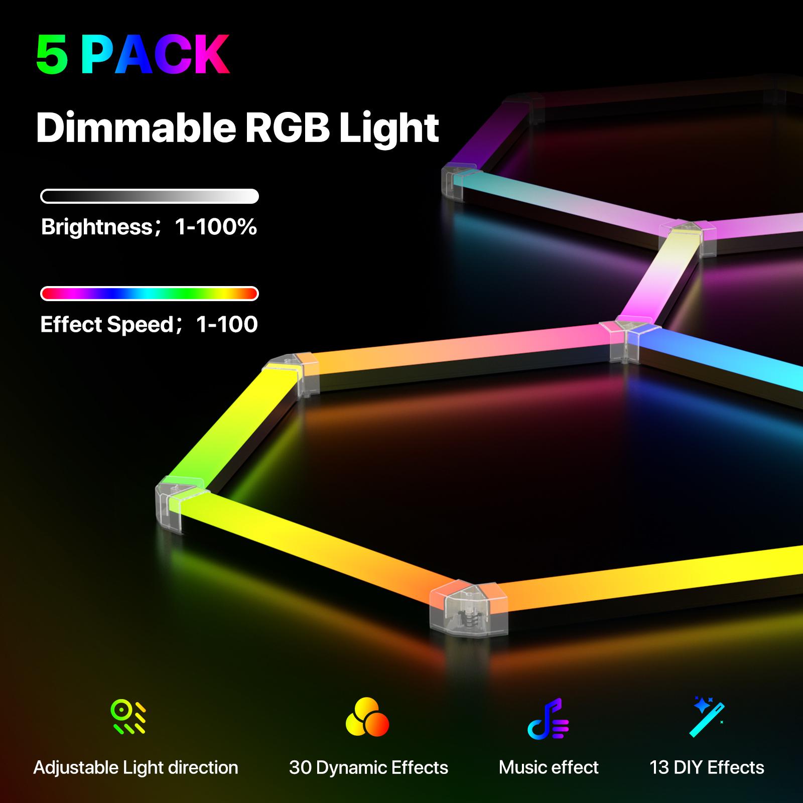 HYPERLITE RGB Hexagon Light Smart Modular Honeycomb Light App & Remote Control LED light Music Sync DIY Colors Ceiling light Gaming Room Party Office Garage Light LED Wall Decor light, SpringGlowUp