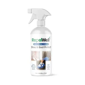 RepelWell Shoe & Boot Stain & Water Repellent Eco-Friendly Pet-Safe Spray for Fabric Leather & Suede Made in USA Hydrophobic Technology - Footwear