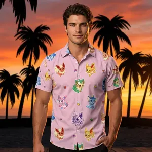 2026 Chibi Eevelutions anime hawaiian shirt, aloha shirt, Summer Vacation Tee, Festival Fashion, Gift for Him Her, #tiktokfashion #outfitinspo #summervibes