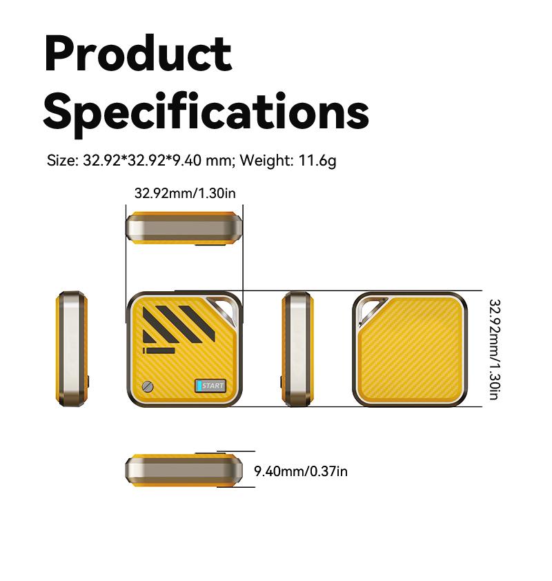 EYD TAG8 Magnetic Finder, SmartTrack security, waterproof, compatible only with Apple Find My Smart Tag, global positioning, orange.