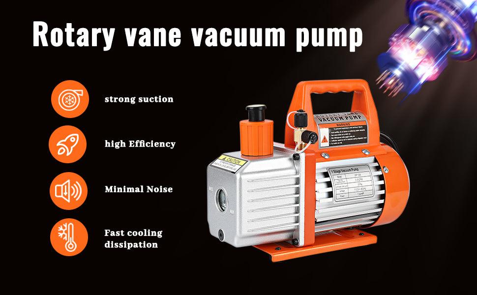 GARVEE Rotary Vane Vacuum Pumps: 5CFM, 4.5CFM, and 3.5CFM Options with 1/2HP, 1/3HP, and 1/4HP Motors for HVAC, Refrigerant Handling, and Vacuum Packaging, Complete with Oil Bottle for Enhanced Efficiency.