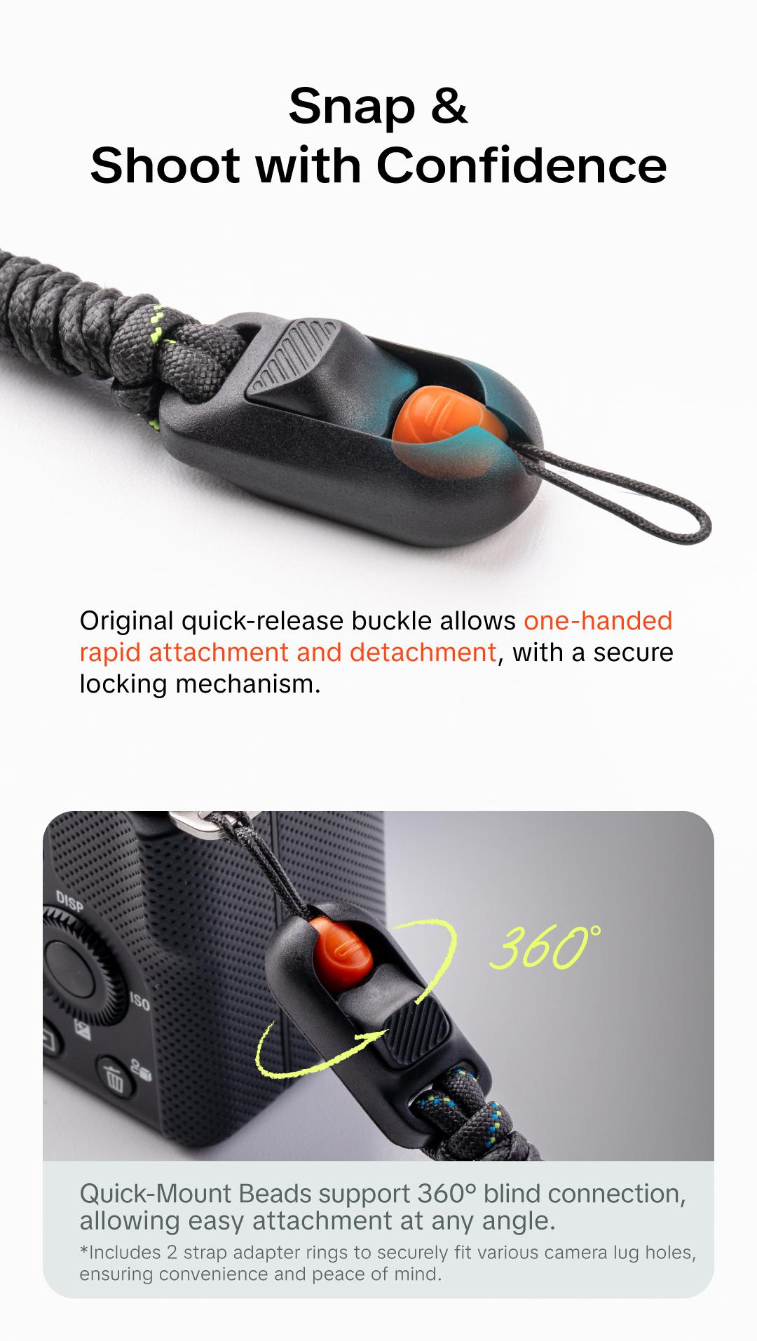 PGYTECH Camera Strap Slim for Mirrorless - Leather Harness Quick Release Adjustable Camera Neck Shoulder Strap for Compact Camera, Instant Camera and Smartphone