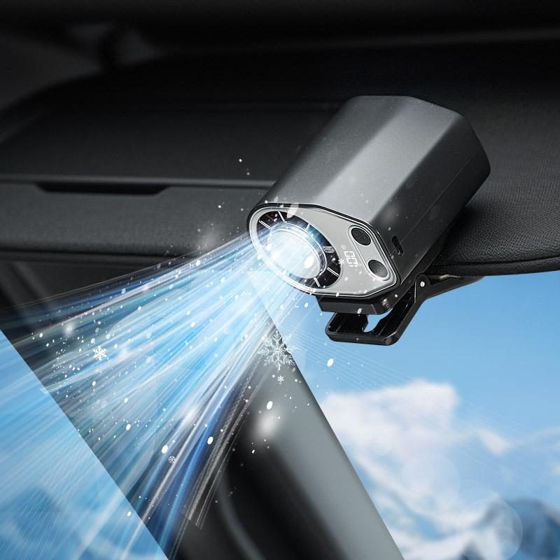 JOYTUTUS Car Clip On Fan with LED Display - 360° Rotation, 100 Speeds Adjustable, USB Rechargeable Personal Cooling Fan 1800mAh Battery