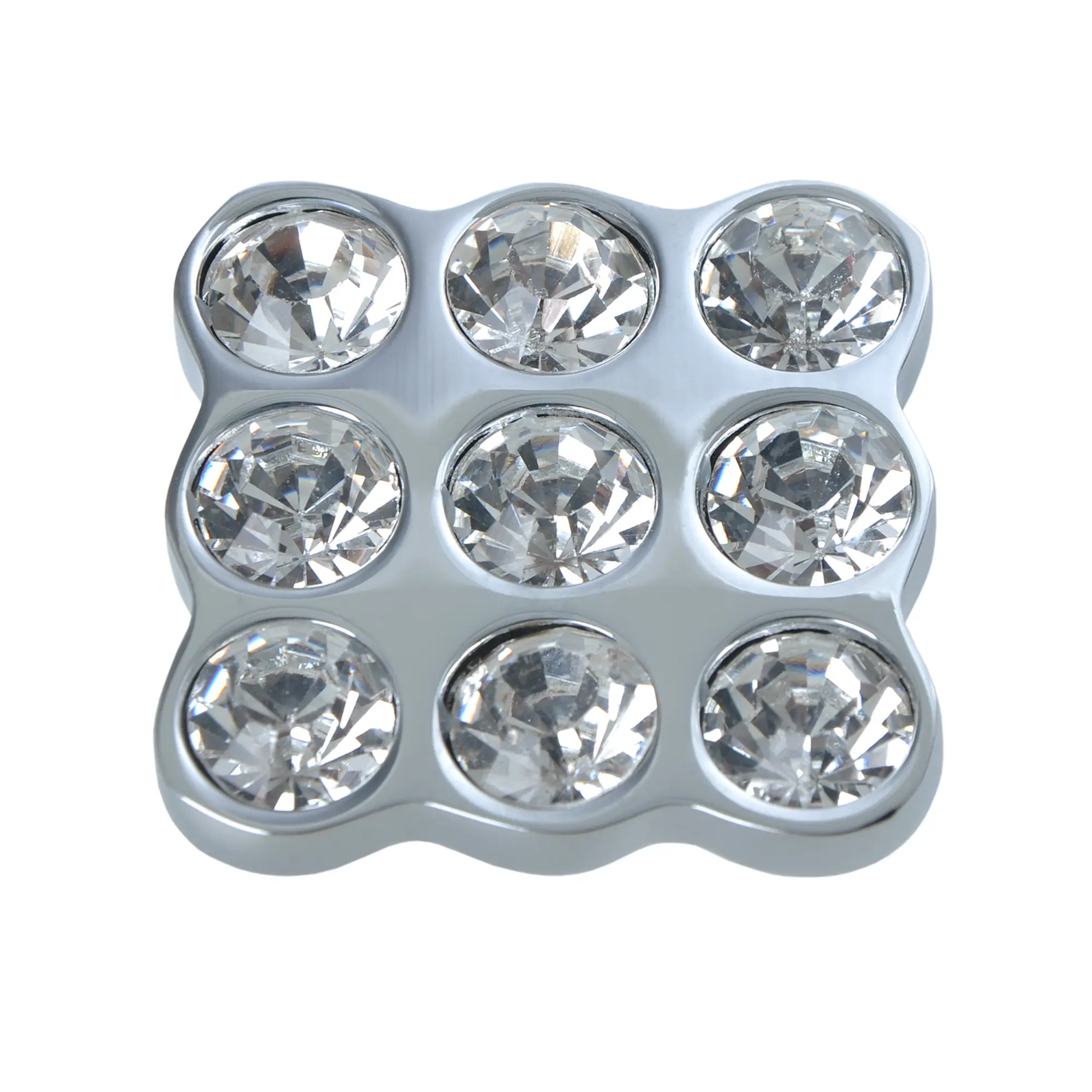 Utopia Alley HW336PLCH021 Gleam 9 Crystal Cabinet Ring Pull Knob - Decorative Cabinet Drop Pull Knobs for Cabinets and Drawers - Vintage Cabinet Hardware with Hand Finished Polished Chrome - Metal Drawer Pull Knobs 1.2"