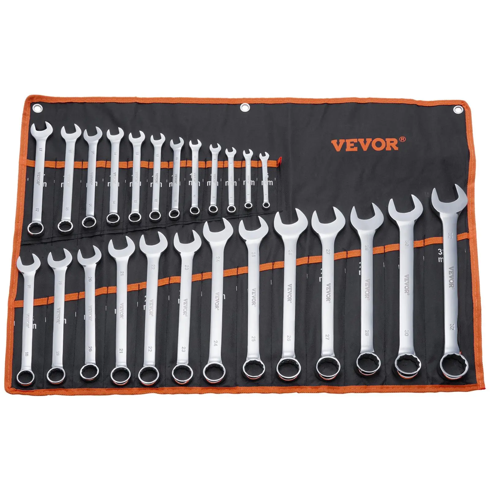 【Summerfinds】VEVOR Combination Wrench Set 25-Piece Open End Wrench Set with Roll-up PouchCarbon Steel Wrench Set Metric 6 mm to 32 mmIdeal for General HouseholdGarageWorkshopAuto RepairsEmergency