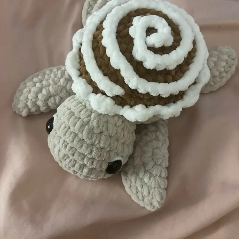 Crocheted Cinnamon Roll Turtle Plush
