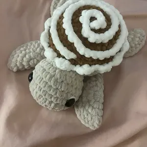Crocheted Cinnamon Roll Turtle Plush