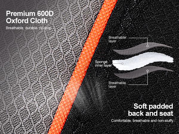 PHI VILLA Oversized Camping Folding Chair, Heavy Duty Support 450 LBS Steel Frame Collapsible Padded Arm Chair with Cup Holder Quad Lumbar Back, Portable for Outdoor