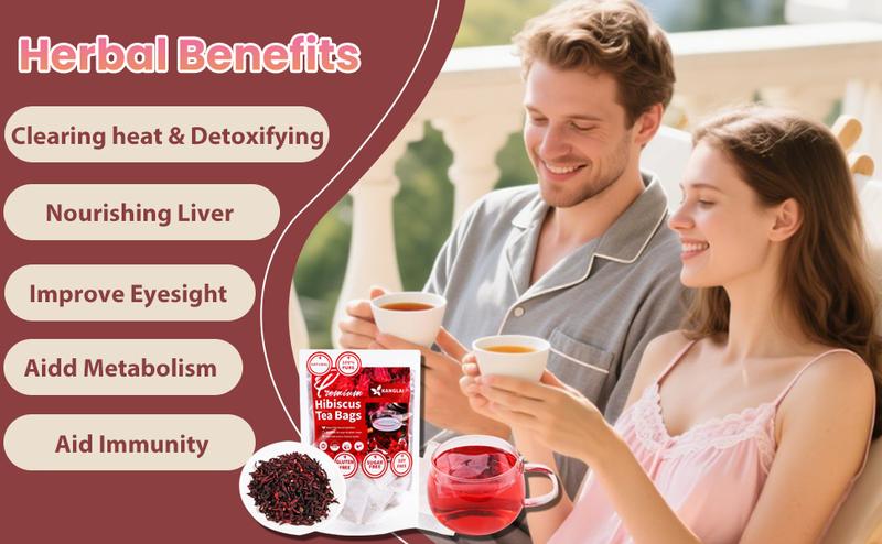 120 Hibiscus Tea Bags | 100% Pure Hibiscus Flower | Sugar-Free, Caffeine-Free Herbal Tea | Double Chamber, Individually Wrapped Bags| Rich in Natural Goodness and Flavor