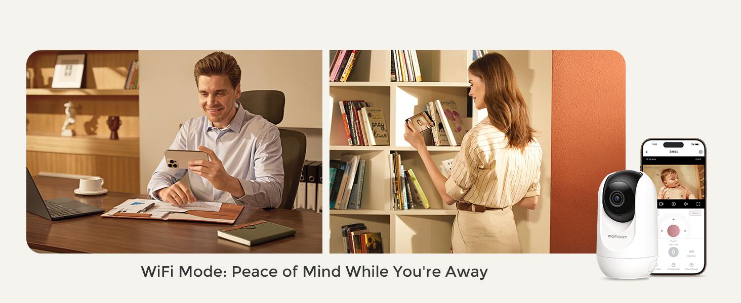 Momcozy Smart WiFi Baby Monitor with Camera and Audio, 5" 1080P Screen with Wall Mount, Motion & Cry Detection, Safe Fence, Clear Night Vision, 5000mAh Battery, 2-Way Talk, Photo & Video Recording