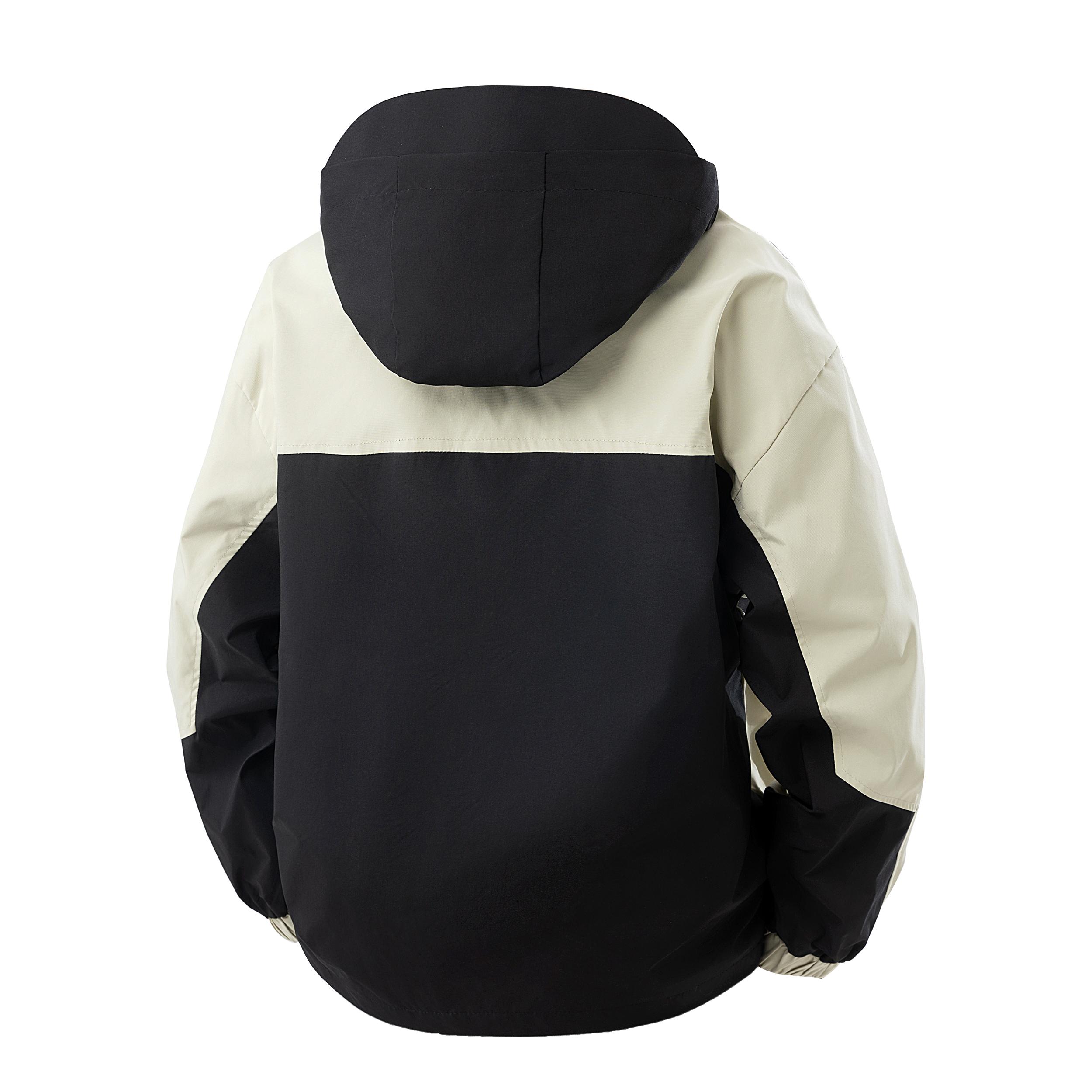 Modern Two-Tone Hooded Jacket - Full-Zip Casual Outerwear for Men, Medium Size, Stylish Two-Tone Color Scheme, Hooded Design, Full-Zip Closure