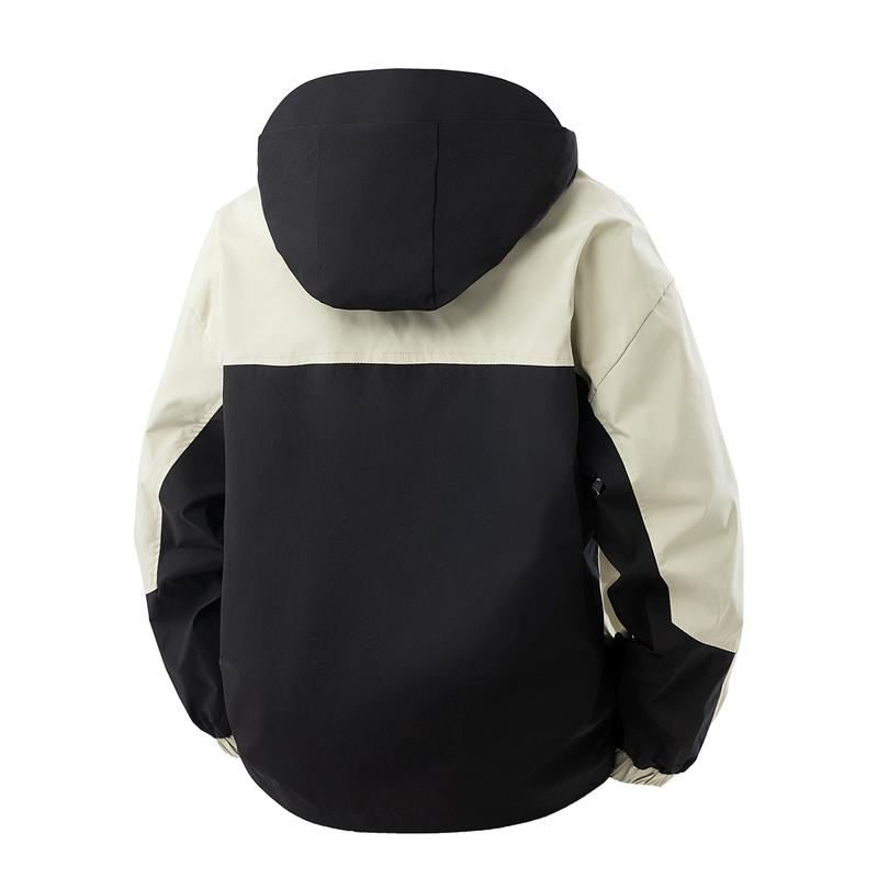 Modern Two-Tone Hooded Jacket - Full-Zip Casual Outerwear for Men, Medium Size, Stylish Two-Tone Color Scheme, Hooded Design, Full-Zip Closure