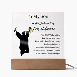 To My Son | Graduation Gift | Acrylic Plaque with Led Base