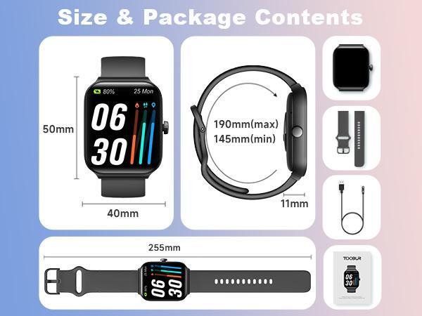 [Valentine's Day] Tukio 1.69'' Touch Screen Smartwatch with Fitness Tracker Sleep Monitor Pedometer Stopwatch for Fitness Enthusiasts Holiday Gift Wearable Device