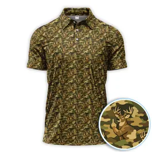 Deer Camouflage Men's Bogey Bros Polo Golf Polo Shirt Hunting Masters Golf Polo Tops Masters Tournament Shirt 2026 GPA Championship Performance Outdoors Sport Shirt, Ideal Gift for Him Husband Dad