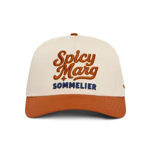 Spicy Marg Sommelier Snapback Hat | Rust, Navy, and Cream Fitted Cap Structured Hat Spicy Marg Sommelier Snapback Hat | Rust, Navy, and Cream Fitted Cap Structured Hat