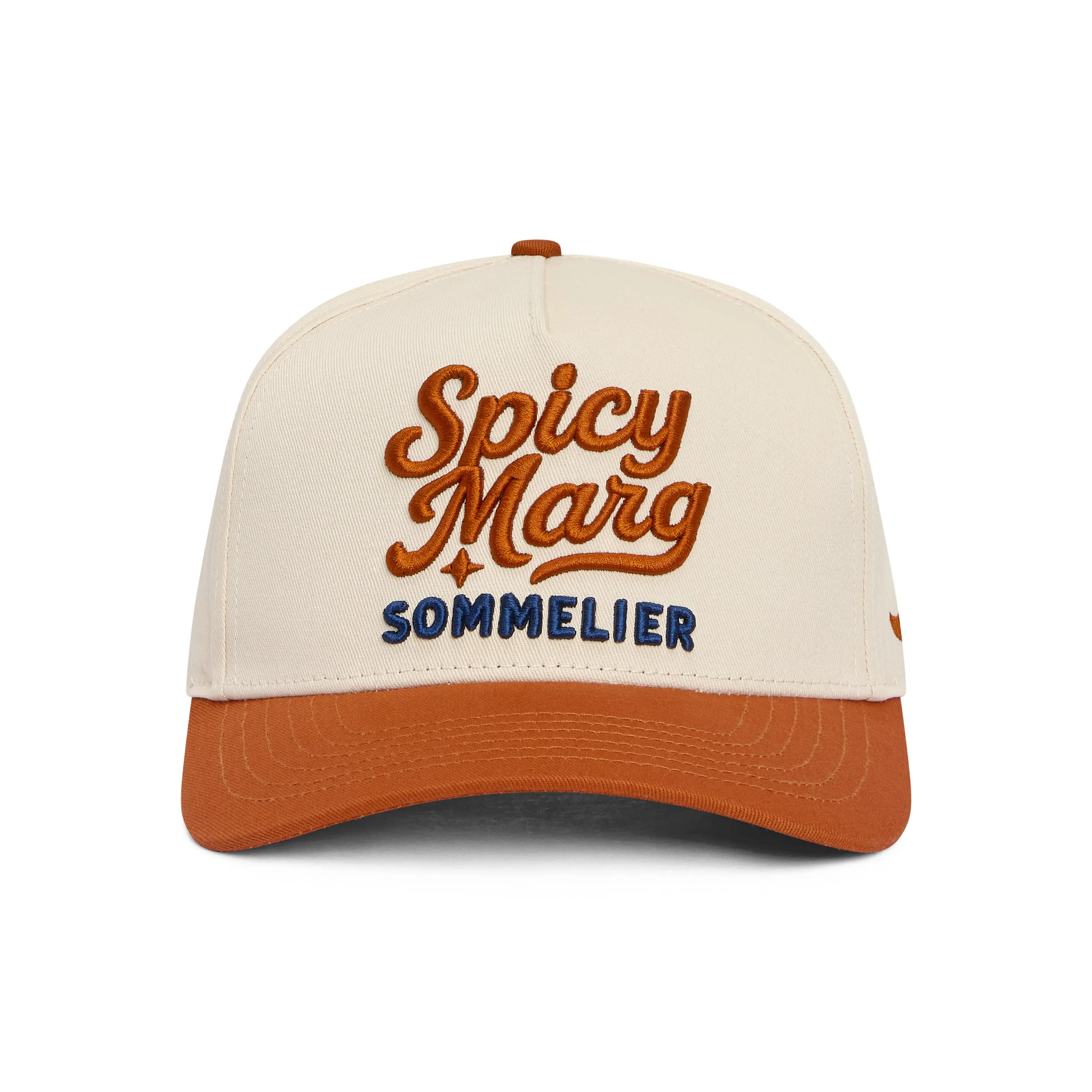 Spicy Marg Sommelier Snapback Hat | Rust, Navy, and Cream Fitted Cap Structured Hat