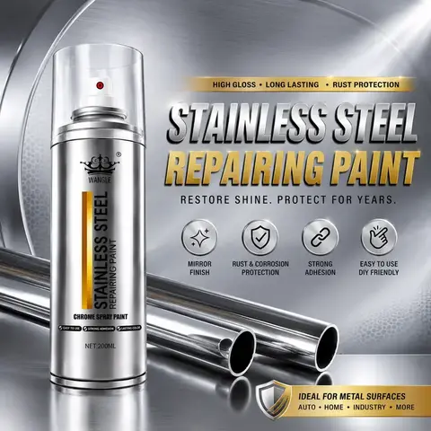 Professional Chrome Coating Spray (300ml) - Beginner-Friendly Household Cleaner, Durable Protective Layer, Low-Odor Rust & Corrosion Protection for Faded Metal Surfaces, Cars, Bikes, Indoor Decorative Metals, Protect Against Rust And Corrosion, Metal Rene