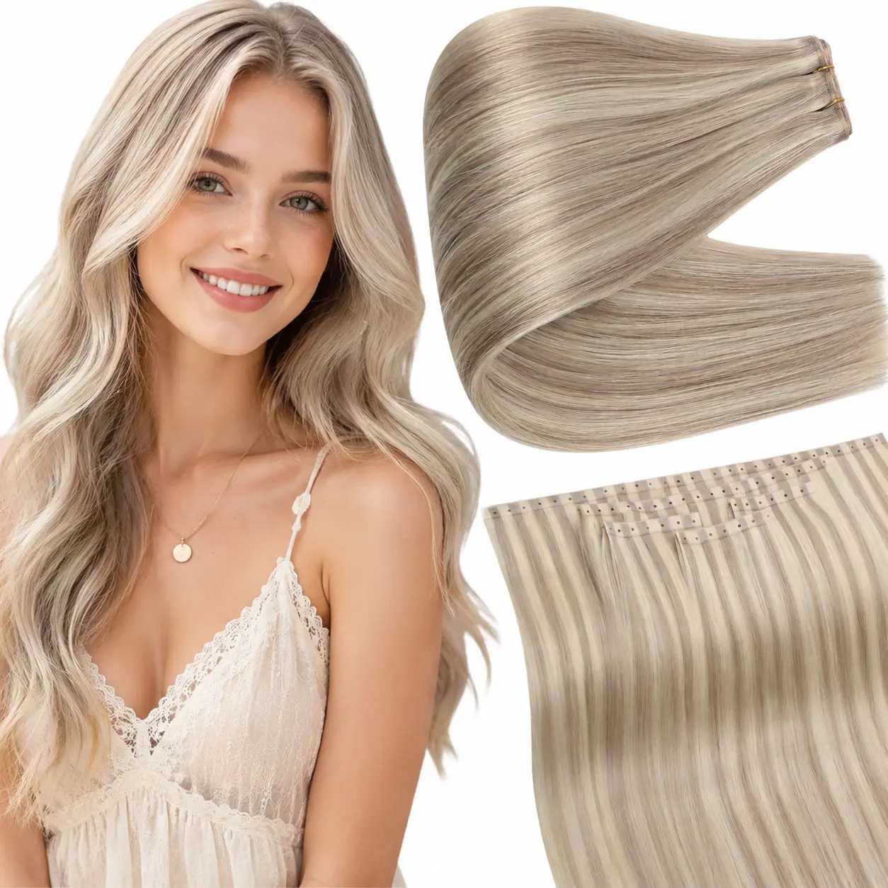 Full Shine Thin Double-Layered Butterfly Weft Hair Extensions - 5Pcs Pre-Cut Set, No Trimming Needed, Seamless Ultra-Thin Invisible Weave, Cuticle-Aligned Remy Human Hair, Lightweight Reusable Enhancement #SummerWins #SummerVibes #TikTokShop, Butterfly We