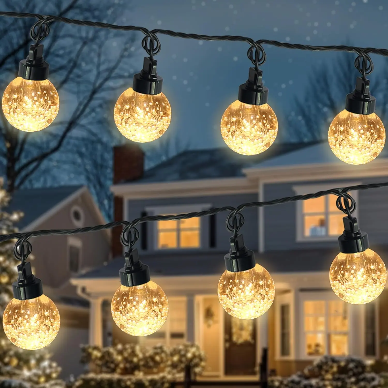 #homeessentials 20 LED 41FT Globe Crystal Bubble String Lights Fairy String Lights | Christmas Bubble String Lights Plug in with 11 Modes Timer&Memory Function Extendable for Indoor Outdoor Christmas Home Decor