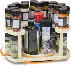 2-Tier Spice Rack Organizer for Cabinet | Rotating Lazy Susan Spice Organizer Holds 40 Spice Jars | Countertop & Pantry Spice Shelf for Kitchen Organization & Storage