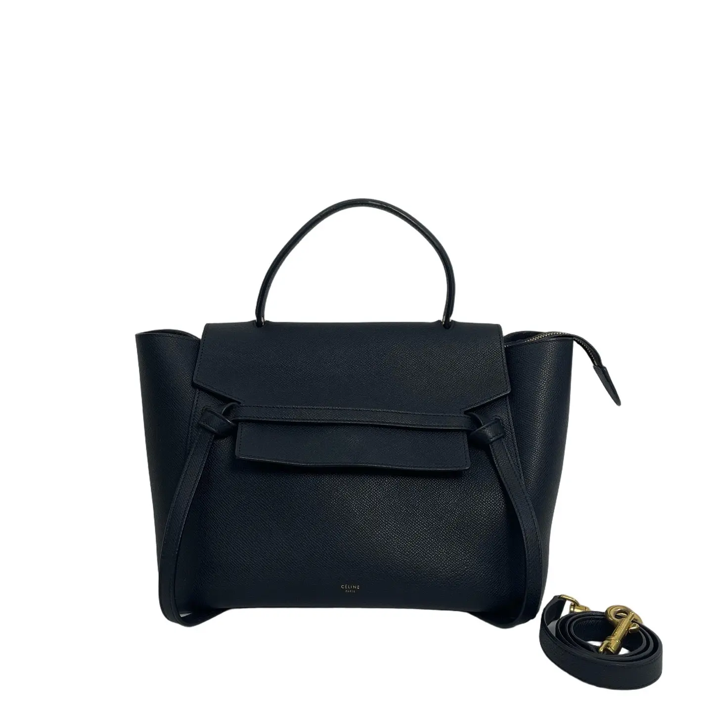 Pre-owned leather crossbody bag Celine Belt Bag in Black Grained Calfskin with Gold Tone Logo