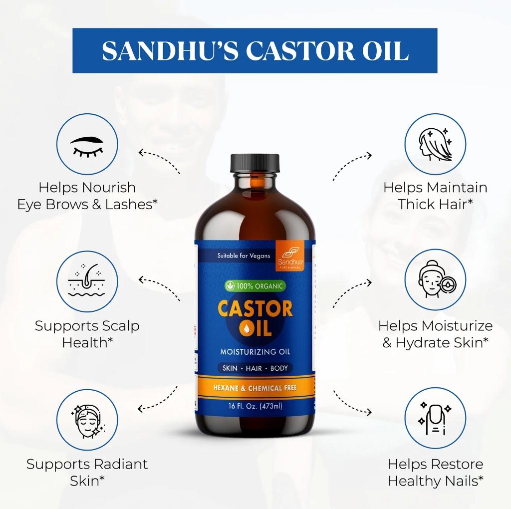 【Sandhus】Scalp Stimulator, Castor Oil, Herbal Blend for Thicker Hair and Better Skin, Comfort Hair Care Vitamin Oil, Multi-functional Strengthening & Smoothing Hair Care Liquid