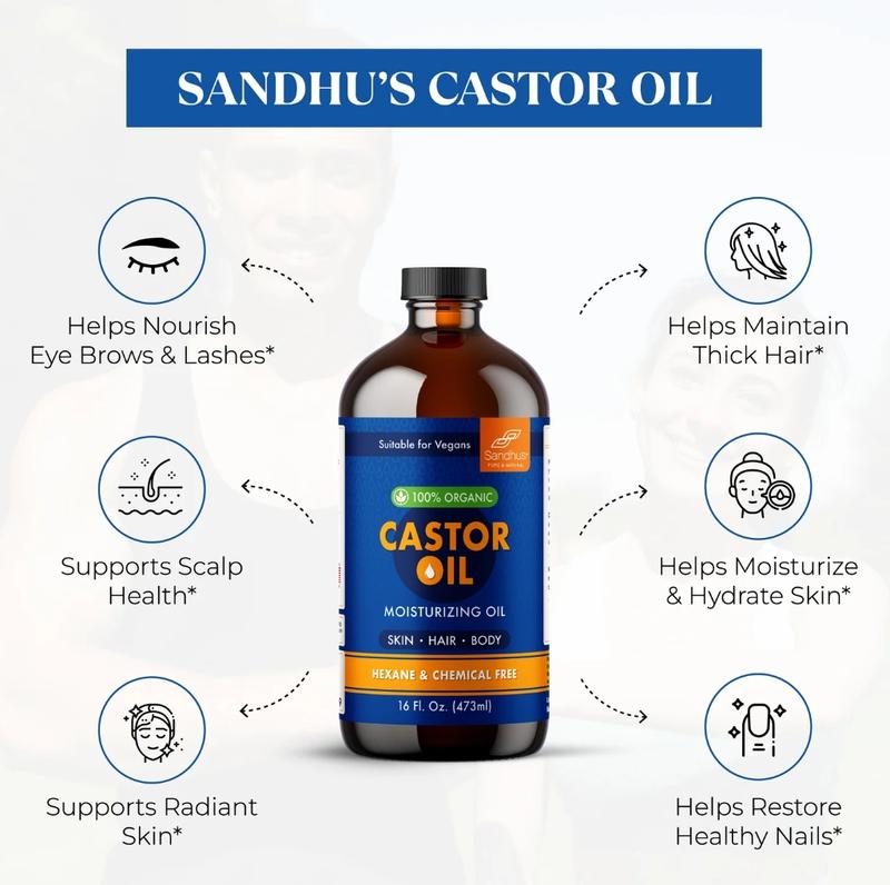 【Sandhus】Scalp Stimulator, Castor Oil, Herbal Blend for Thicker Hair and Better Skin, Comfort Hair Care Vitamin Oil, Multi-functional Strengthening & Smoothing Hair Care Liquid