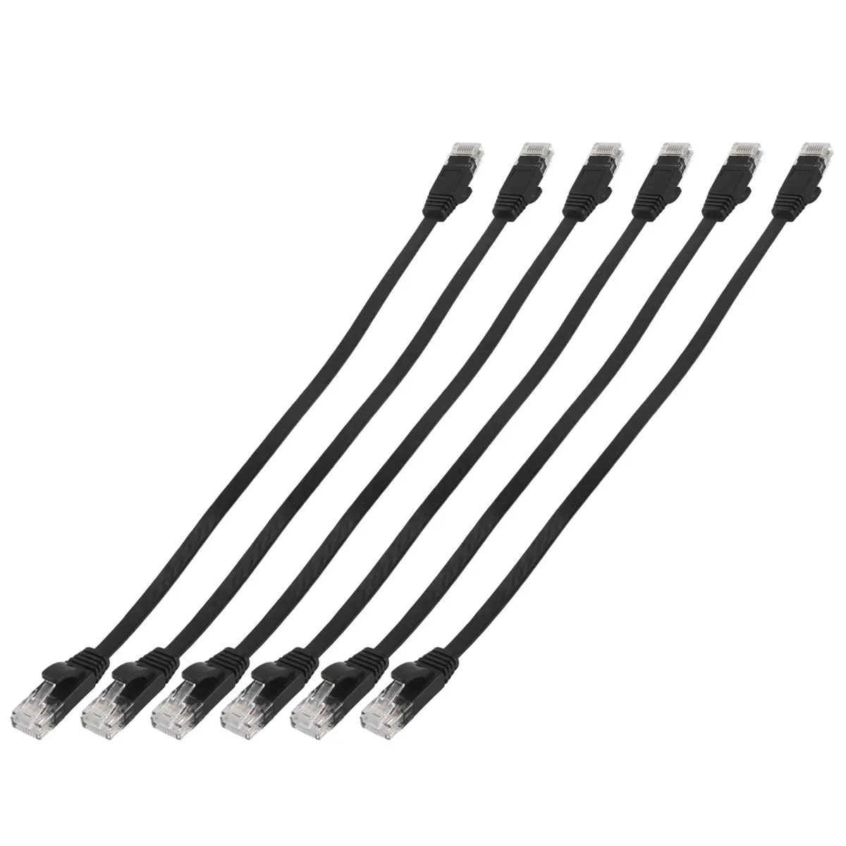 6-Pack 1ft Solid Cat6 Flat Ethernet Cable (LAN Wire) with Snagless RJ45 Connectors, Pure Copper Core, Higher Conductivity, Anti-Interference, Minimal Noise, Enhanced Tensile Strength for LAN Devices