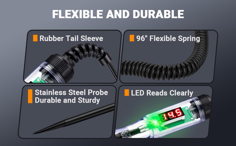 Enhanced Automotive Test Light, 3V-48V Digital Fuse Tester with Automatic Bidirectional Tester, Portable Design, and Precise Measurement for , RV, and