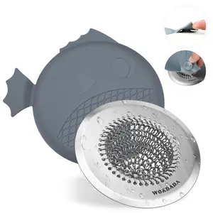 WOKDADA Patent Handcrafted 304 Stainless Steel Sink Drain Strainer & Stopper, 4.4 in Universal Chain Mesh Food Catcher with Reversible Chain, 3mm Aperture Clog-Resistant for Kitchen, Standing Use