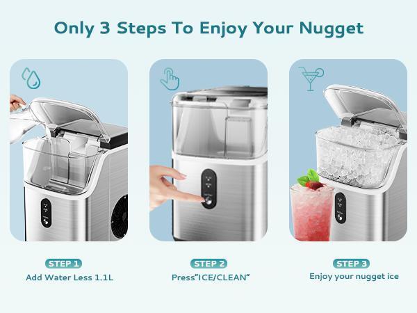 Euhomy【2025】 Nugget Ice Makers Countertop 35lbs/24H Pebble Ice Maker with Self-Cleaning Sonic Function, Compact Design & One-Year Warranty Service